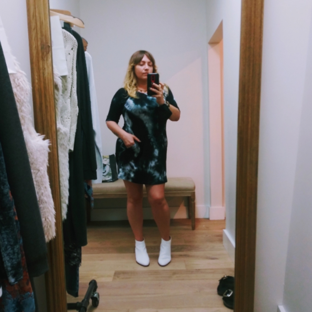 Veronica M Navy and White Softest Tie Dye Sweatshirt Dress w pockets size Large